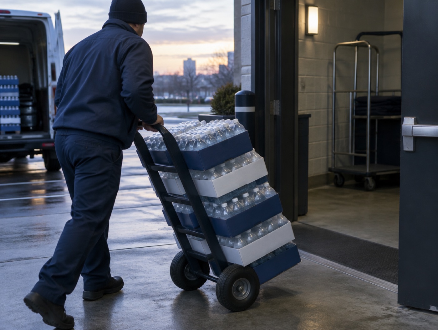 Cases wheeled in at a venue